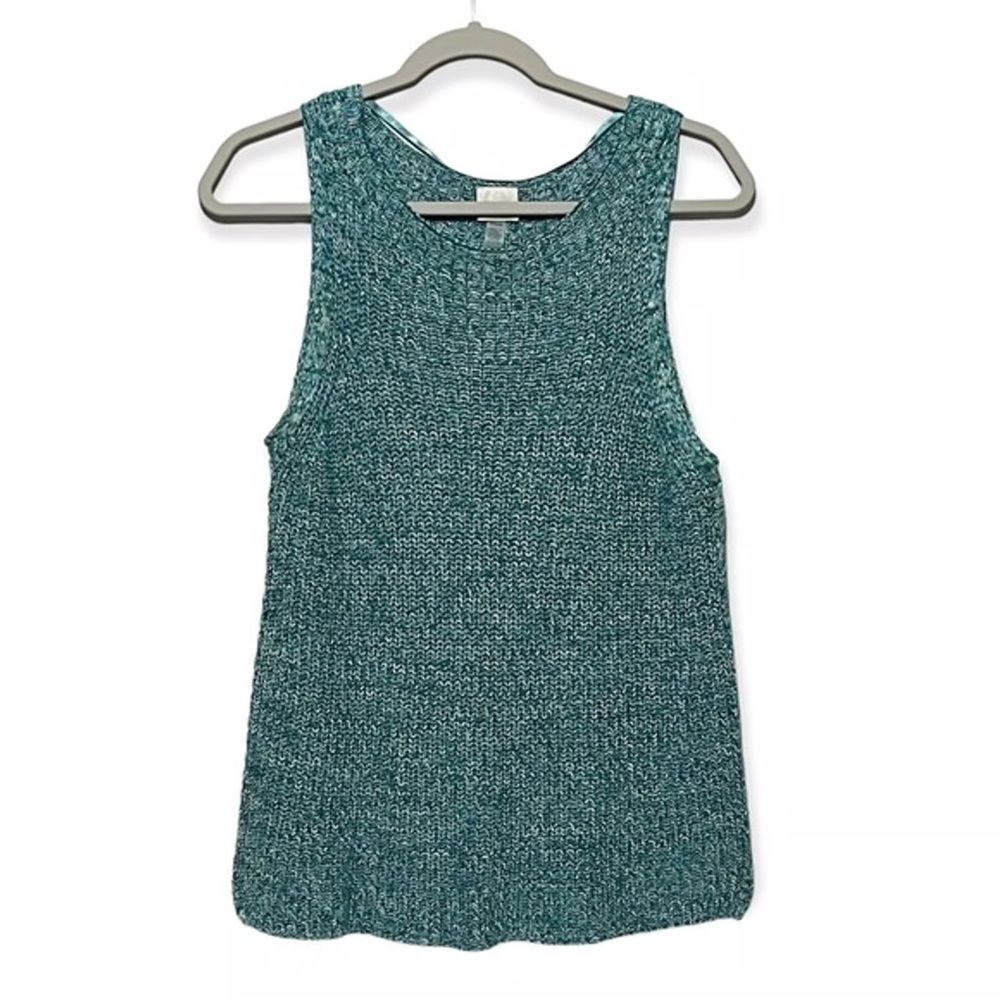 Medium Cupio Blue Patterned Sweater Sleeveless Top - image 2